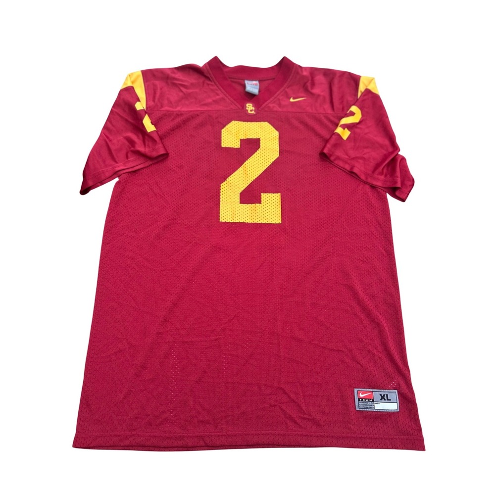 Nike USC Trojans Jersey 2 Football Cardinal Red Gold Mesh Mens XL 2009 Vintage